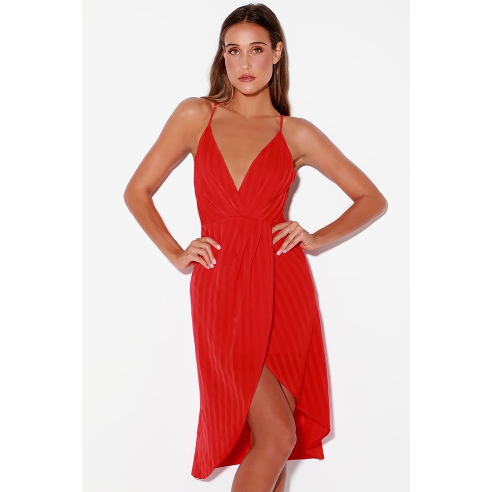 Lulus Panache Red backless midi dress small